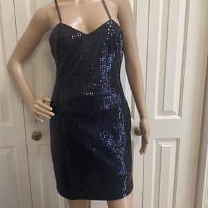 Adorable Black Sequin Dress with Crossbody Straps. Womens Size Small